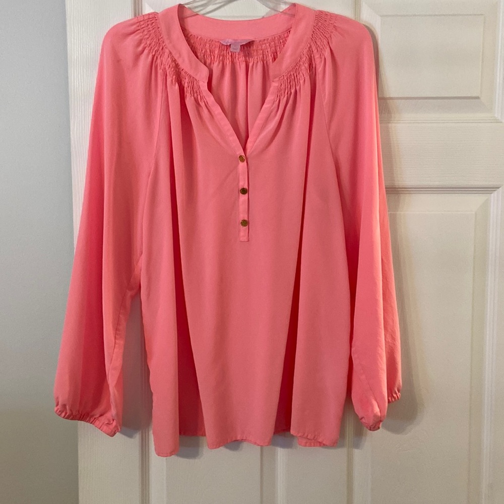 Lilly Pulitzer Elsa 100% silk blouse size XL